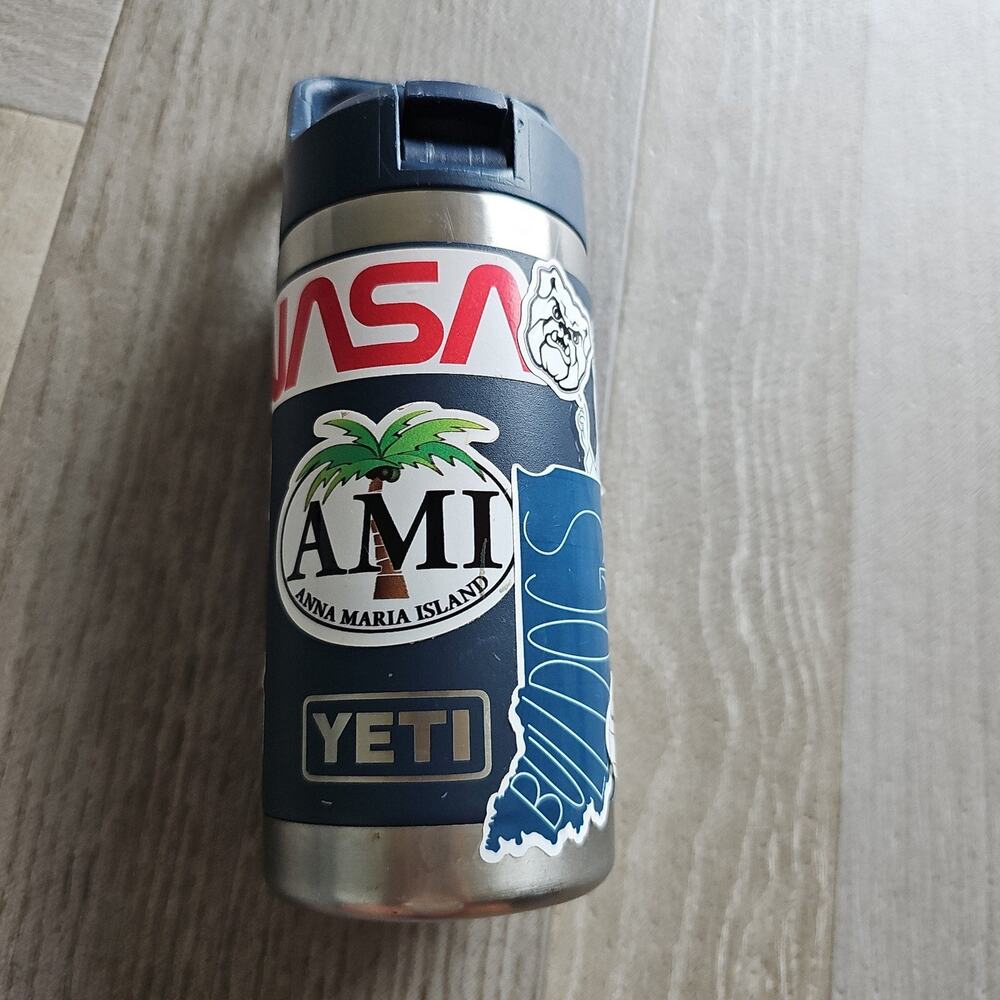 Yeti Rambler 12oz Jr Bottle Navy‎ with Cool Stickers NASA Anna Maria Island